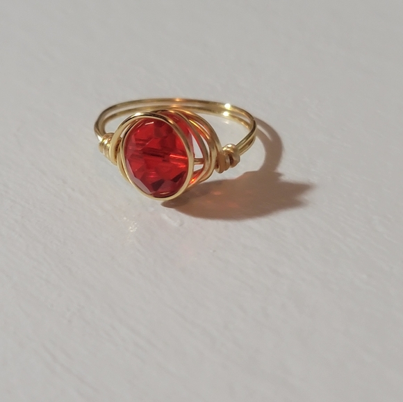 Wire Wrapped Red Ring Size 8 - Picture 5 of 6